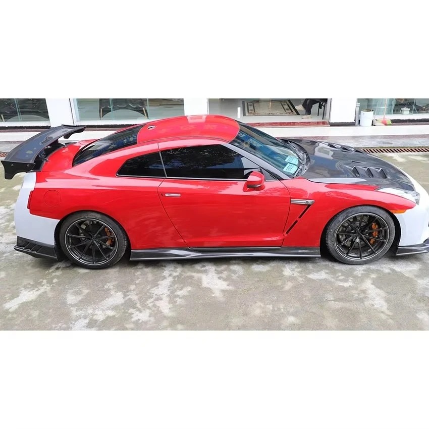 Top Secret Style Carbon Fiber Side Skirts For  GTR R35 Body Kit 2008-2019 Car Parts